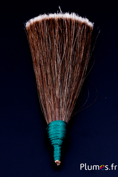 Touffe décorative à poils - long. 11-12 cm - marron-crème naturel